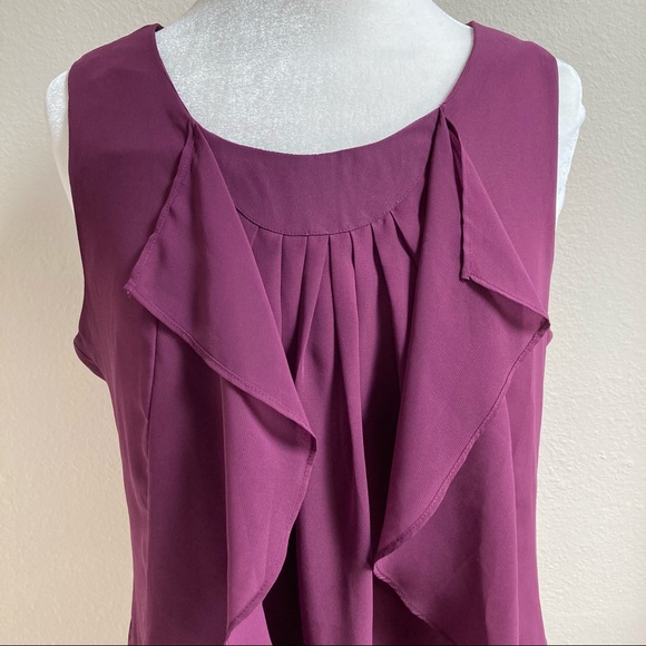 Gap Womens Purple Ruffle Pleated Sleeveless Blouse - Picture 3 of 7